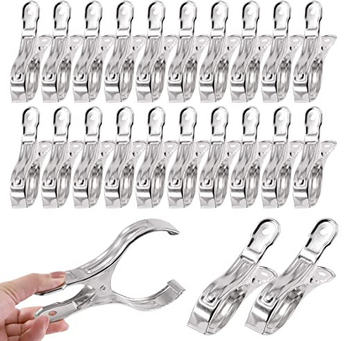 Tanstic 20pcs 5.1 Inch Stainless Steel Greenhouse Clamps Garden Clips Heavy Duty with Strong Grip and Large Open Mouth for Netting Holding
