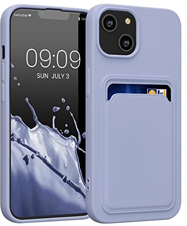 kwmobile Case Compatible with Apple iPhone 14 Case - TPU Phone Cover with Credit Card Holder - Lavender