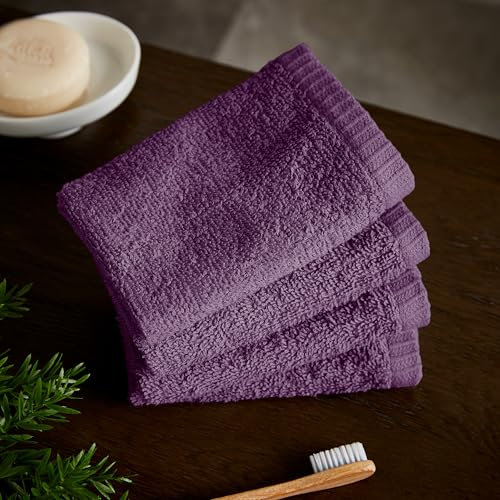 Catherine Lansfield Quick Dry Cotton 30x30 cm 4 Pack Face Cloths Plum