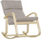 HOMCOM Schaukelstuhl Relaxstuhl Relaxsessel mit Kopfkissen Schaukelsessel Schwingsessel für Wohnzimmer, Schlafzimmer, Büro Bezug aus Polyester, Grau 67 x 95 x 95 cm