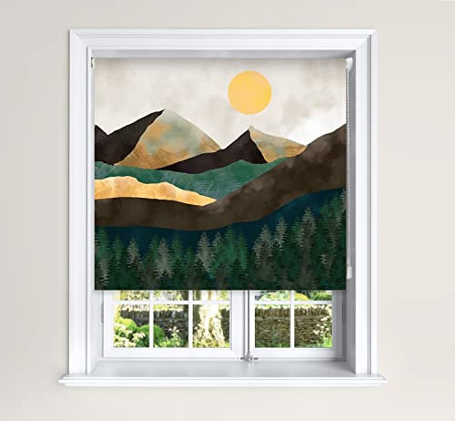 Lister Cartwright Tapestry Painted View Green Blackout Roller Blind Painted View Windows Blinds Child Safety Decor Painted Easy Fit Cut To Size (150 cm Width x 140 cm Drop)