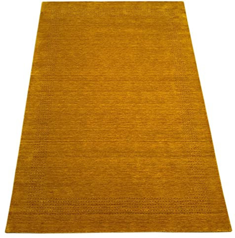 Gold Gabbeh Teppich 100% Wolle Orientteppich Handgewebt Loom Brücke G625T5