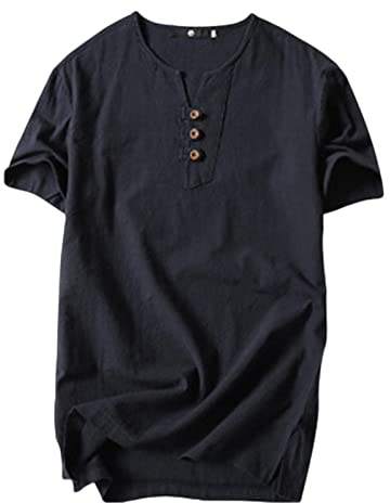 COTCLO Herren T-Shirts Übergröße 5XL 6XL 8XL 9XL Groß Übergroßes Leinen Kurzarm T-Shirt Sommer Männer Schwarz, Brust 130 cm 4XL