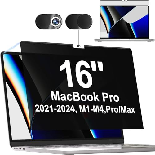 Magnétique Filtre de Confidentialité pour MacBook Pro 16 Pouces(M1-M4, A2485/A2780/A2991), Anti-Espion/Bleu-Lumière Filtre ecran Confidentialité, Amovible Filtre écran pour Macbook Pro 16.2 Pouces