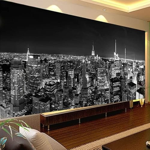 Custom Size Wall Murals，New York City Black and White，Removable Peel and Stick Self-Adhesive Wall Murals Large Photo Wallpaper
