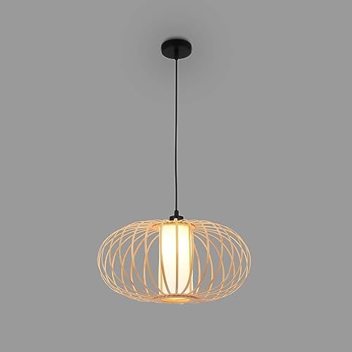 BRILONER – Bambus Pendelleuchte, Deckenlampe für das Wohnzimmer, Deckenleuchte Holz, Lampe Wohnzimmer, Wohnzimmerlampe, Boho, E27 Fassung, 40 cm