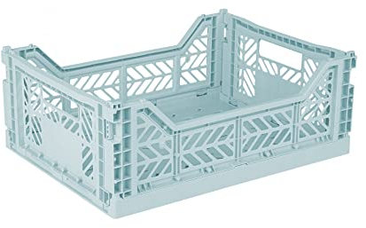 AYKASA Klappkiste, stabile Faltkiste aus Kunststoff, stapelbar, Arctic Blue, Midi (40x30x14cm)