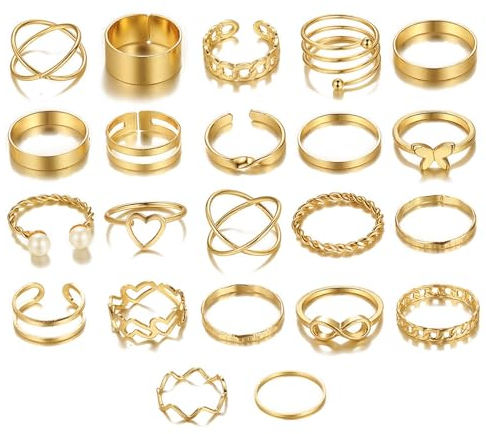 Donboly 22PCS Vintage Gold Knuckle Ringe Set,Boho Schmetterlings Schlange Stapelbare Fingerringe,Knöchel Ringe Set für Damen,Gold Midi Ringe Für Frauen Mädchen, Trendy Stapelringe Set (Golden)