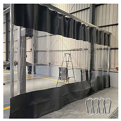 Rygcrud Durchsichtige Plane Vorhang, wasserdichte Vinylvorhänge Für Draußen Mit Ösen, Durchsichtig Raumteiler-Paneel Trennwand Für Werkstätten, Pergola, Custom (Farbe : Gray Side, Größe : 2.4x2.6m)