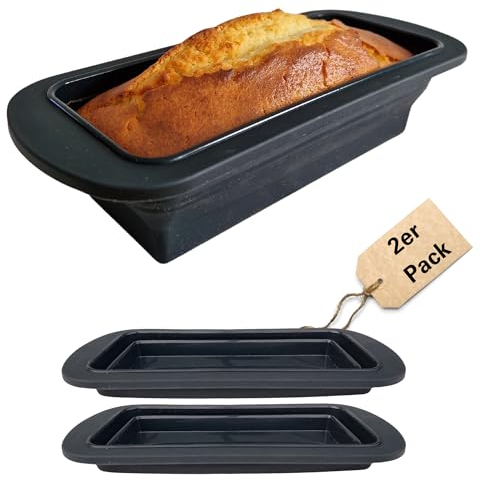 Faltbare Silikon Backformen und Brotbackformen - Platzsparende Kastenform zum Backen, Brotformen (Schwarz x 2)