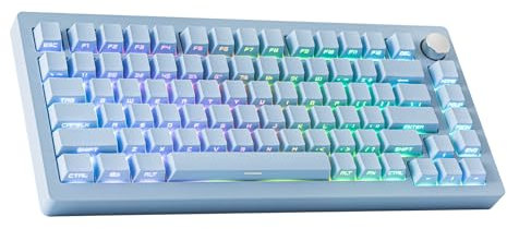 EPOMAKER Tide75 QMK/VIA Wireless Gaming Keyboard, 75% Aluminum Mechanical Keyboard, Programmable Creamy Keyboard, Bluetooth/2.4Ghz/USB-C, with FR4 Plate, 5-Layer Foam for Win/Mac (Blue)
