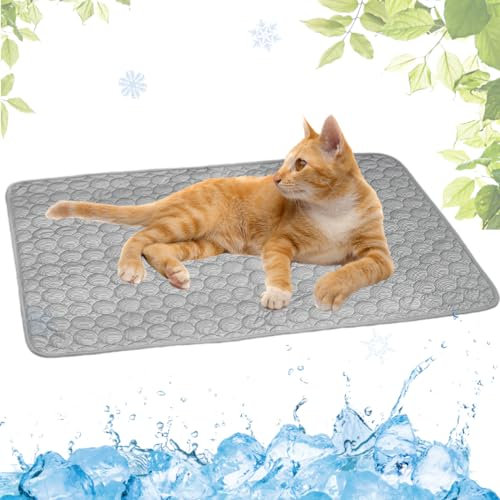 LEZUAN Kühlmatte Hunde, Selbstkühlende Hundematte, Kühldecke Katzen, Ungiftig Kühlkissen für Haustiere, Waschbar Hund Kältematte für Drinnen, Draußen und Auto(Grau,30x40cm)
