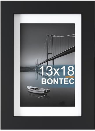 BONTEC Bilderrahmen für Wand und Tischplatte, klassischer Design-Fotorahmen mit PET-Abdeckung, horizontale und vertikale Anzeige, Schwarz, 1 Packung