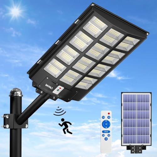 JAYNLT Y-6800W Farolas Solares Exterior, 100000LM 6500K Farola Solar Potente con Sensor de Movimiento, IP67 Impermeables Luces Seguridad, Foco Solar Exterior para Patio, Calzadas, Calle