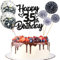 Anlgdi Tortendeko 35. Geburtstag Mann Frau, Kuchen Topper Happy 35th Birthday Schwarz, Glitzer Cake Topper 35. Geburtstag Ballons Konfetti Papierfächer für Geburtstagstorte Deko 35 Jahre Frauen Männer