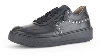 Gabor Damen Low-Top Sneaker, Frauen Halbschuhe,Strassenschuhe,Sportschuhe,Freizeitschuhe,Turnschuhe,Laufschuhe,schwarz (Silber),42.5 EU / 8.5 UK
