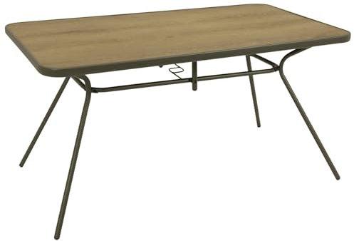 Gartentisch Tulip 80x140cm rechteckig, Gestell Metall grau, Tischplatte Kunstholz braun, wetterfest, Outdoor