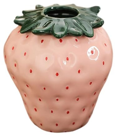 LOVIVER Vase créatif Vase décoratif en Forme de Fraise Art Chambre Salon Décoration Arrangement de Fleurs Conteneur Vase à Fleurs, Rose, Grand