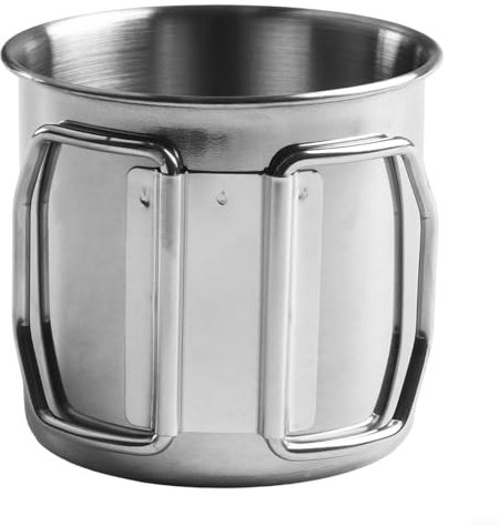 Tasse à eau en acier inoxydable avec poignée pliable, tasse de bière, tasse de camping, tasses de pique-nique en acier inoxydable, pour voyage en plein air (260 ml)