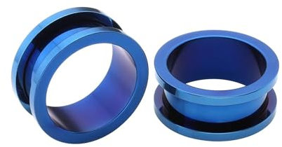Tolldek 4mm Tunnel Piercing Plug 2pcs, Reifen Tunnel Creolen, Edelstahl Blau Ohrringe für Herren Damen Körper-Piercing Schmuck