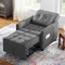 Vesgantti 3 in 1 Sofa Bed Dark Grey, Convertible Sleeper Chair With Adjustable Backrest, Fabric Single Chair With Side Pockets, Foldable Pull Out Bed for Living Room