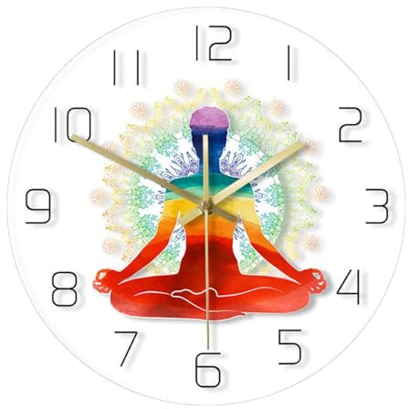 LOVIVER Yoga-Wanduhr, geräuschlos, 30,5 cm, rund, Schlichtes Ornament, dekorativ für Esszimmer, Küche, Einweihungsgeschenk