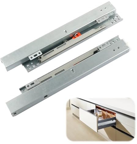 Extracción para cargas pesadas, extensión completa, 300 mm, montaje en el suelo, rieles telescópicos, montaje en el suelo, amortiguación de cierre suave, 40 kg, para armarios de cocina, armarios y