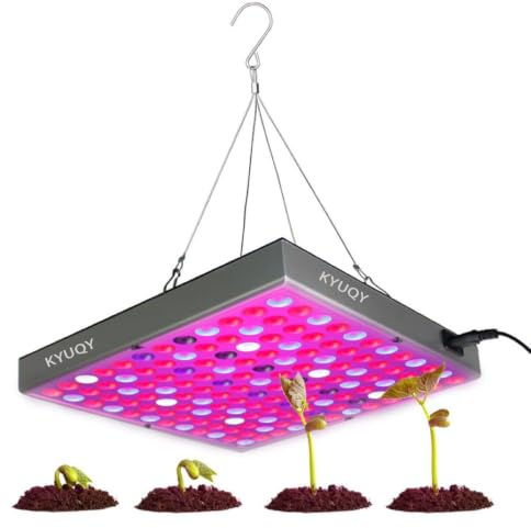 KYUQY LED Grow Light Panel, Full Spectrum Grow Light with IR & UV LED Plant Lights for Indoor Plants, 144 LEDs Plant Lights Red Blue White Panel Growing Lamps