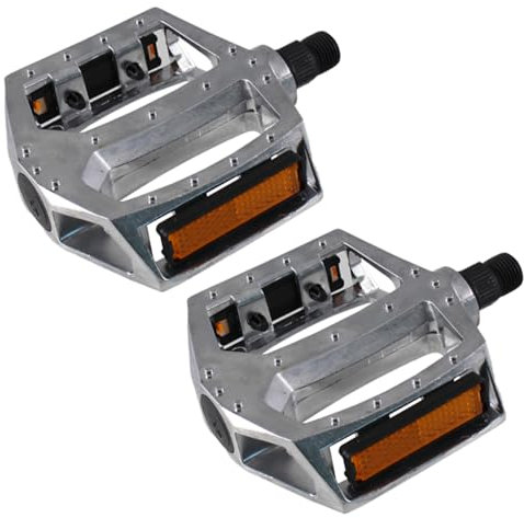 Pedales para Bicicleta BMX, Urbana y Clasica Retro Vintage con Bloque de Aluminio con Pinchos fijos en Ambos Lados y Antideslizantes, Eje de Acero y reflectores Desmontables 510500metal
