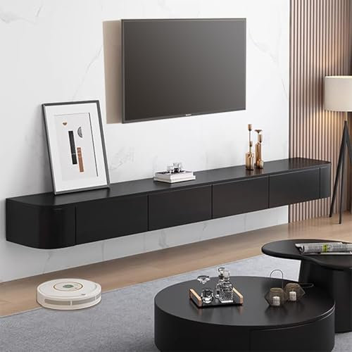 Meuble TV Flottant Moderne avec Portes et tiroirs, Console multimédia Murale pour Salon ou Chambre(Noir,120CM)
