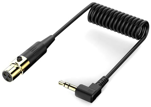Orivin Cable espiral TRS de 3,5 mm a mini XLR hembra compatible con teléfonos inteligentes, micrófonos, mezcladores y otros dispositivos (tres núcleos)