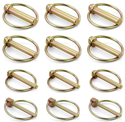 12 Pezzi Perno Lynch Trattori, 4 Taglie (M4,5/M6/M8/M10) Perni Blocco con Anello, Perno Sicurezza,Perni Collegamento, Coppiglie Anello, Perni Bloccaggio,per Rimorchi,Trattore