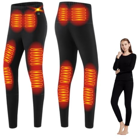 Gueploer Pantalons Chauffants pour Femmes, Leggings Thermiques Électriques À 12 Zones De Chauffage pour La Chasse, Le Ski Et Le Travail.,Noir,3XL