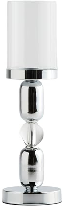 home&you - Kerzenständer Eli, Kerzenhalter Stabkerzen Stumpenkerzen, Tischdeko, Windlicht, Kerzenleuchter aus Metall und Glas, modern, für Wohnzimmer, Esstisch, Hochzeit, Geschenk - Silber