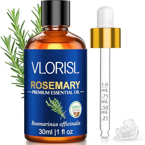 VLORISL Olio Essenziale di Rosmarino 30ml con Aroma Erbaceo Naturale | Olio di rosmarino dal profumo erbaceo e fresco con contagocce per diffusore, ambiente, bagno, massaggi diluiti e DIY