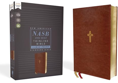 NASB, Thinline Bible, Large Print, Leathersoft, Brown, Red Letter, 1995 Text, Comfort Print