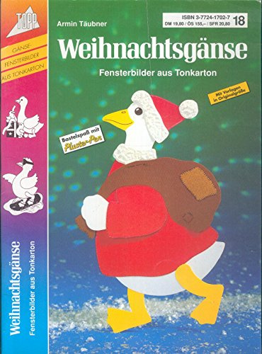 Weihnachtsgänse. Fensterbilder aus Tonkarton. Bastelspaß mit Pluster- Pen.