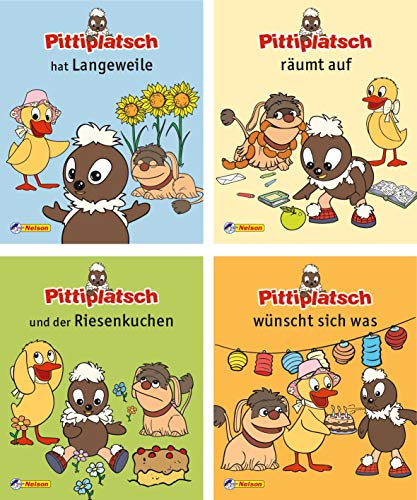 Nelson Mini-Bücher: Pittiplatsch und seine Freunde 1-4: Pittiplatsch hat Langeweile; räumt auf; und der Riesenkuchen; wünscht sich was