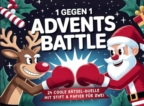 Advents-Battle 1 gegen 1 für Teenager: Cooler Adventskalender für Jungs & Mädchen und Familien mit 24 Tagen voller Challenges, Rätsel-Duellen & Offline-Spaß!