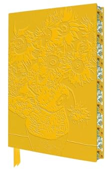Exquisit Premium Notizbuch DIN A6: Vincent van Gogh, Sonnenblumen: Unser hochwertiges, liniertes Blankbook mit Softcovereinband aus Kunstleder mit ... künstlerisch gestaltetem Buchschnitt