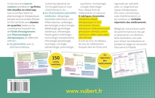 Mémento 100% visuel de la pharmacologie IFSI: 150 cartes mentales en couleurs avec le rôle infirmier pour réviser l'UE 2.11