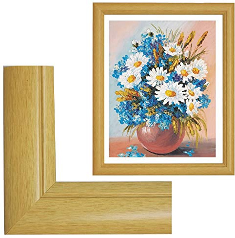 RAABEC Bilderrahmen Größe 40x50cm Farbe Natur ohne Glas | Dekorativer Bilderrahmen ohne Glas, ideal für Malen nach Zahlen Bilder, auch für Ölbilder und Acrylbilder geeignet
