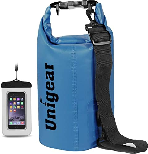 Unigear Sac Étanche Nautique PVC Dry Bag 2-55 L avec Pochette Téléphone | Sac imperméable à fermeture roulée, tailles 2 à 55 L, pour paddle, kayak, pêche, camping, plage et sports aquatiques