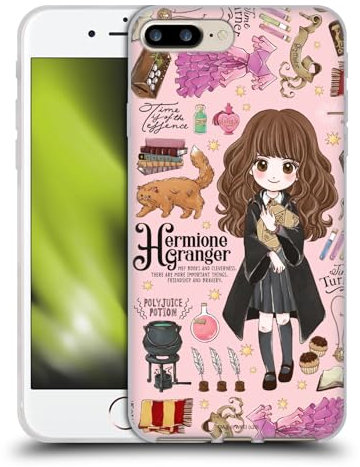 Head Case Designs Officially Licensed Harry Potter Hermione Pattern Deathly Hallows XXXVII Gel Case [Military Grade Protection] Compatible With Apple iPhone 7 Plus/iPhone 8 Plus