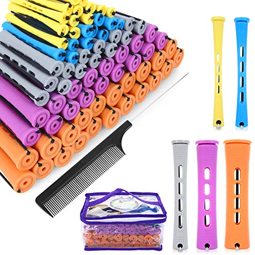 SPTHTHHPY 100 Stück 5 Größen Lockenwickler Curler,Haar Roller Locken Curler für Damen Männer und Kinder,Haar-Styling-Tools für Langes Mittellanges Haar (5 Farben)