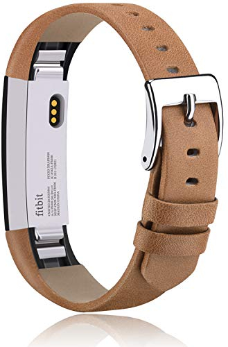 Vancle Kompatibel für Fitbit Alta HR Armband und Fitbit Alta Armband, Weiches Lederarmband Ersatzarmband für Fitbit Alta/Fitbit Alta HR (Braun)