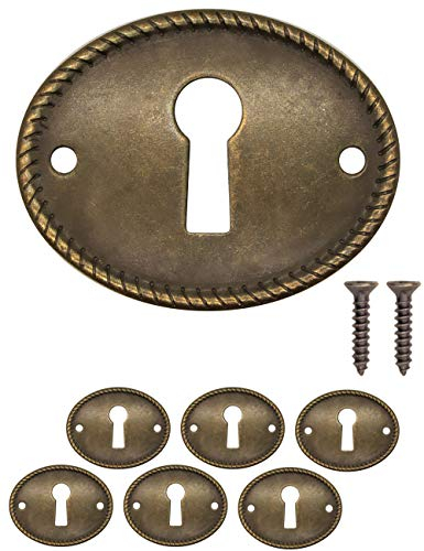 FUXXER® Lot de 6 rosaces de serrure ovales en laiton antique, 37 mm