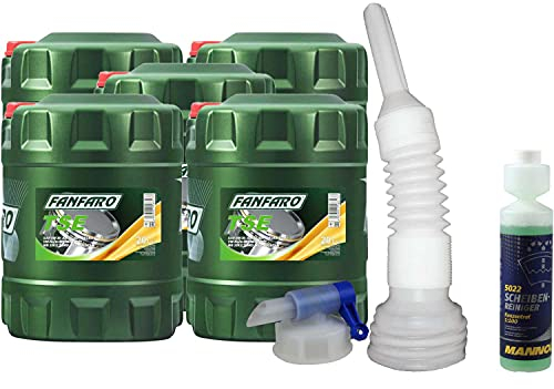 QR-Parts Set 100 Liter 85462675 CT4503 FF6501-20 5022 DIN61 MANNOL Scheibenreiniger Konzentrant 1:100 250ml 20L Motoröl TSE 5W-30 Auslaufhahn für 20 Fässer Auslaufschlauch