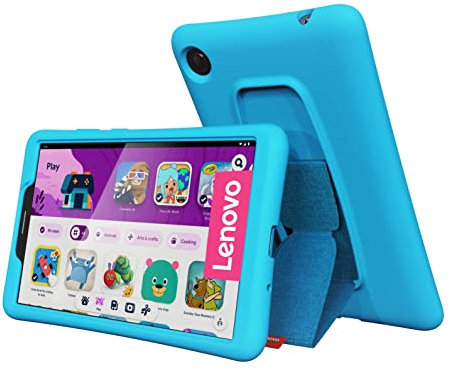 Lenovo Tab M7 (3rd Gen) 17,8 cm (7 Zoll, 1024x600, SD, WideView, Touch) Android Tablet (QuadCore, 2GB RAM, 32GB eMCP, Wi-Fi, Android 11 Go) grau + Kids Bumper blau