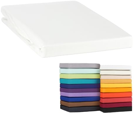 Moon-Classic Topper Spannbettlaken Spannbetttuch 120x200-120x220 cm Jersey aus 100% Baumwolle (Weiß)